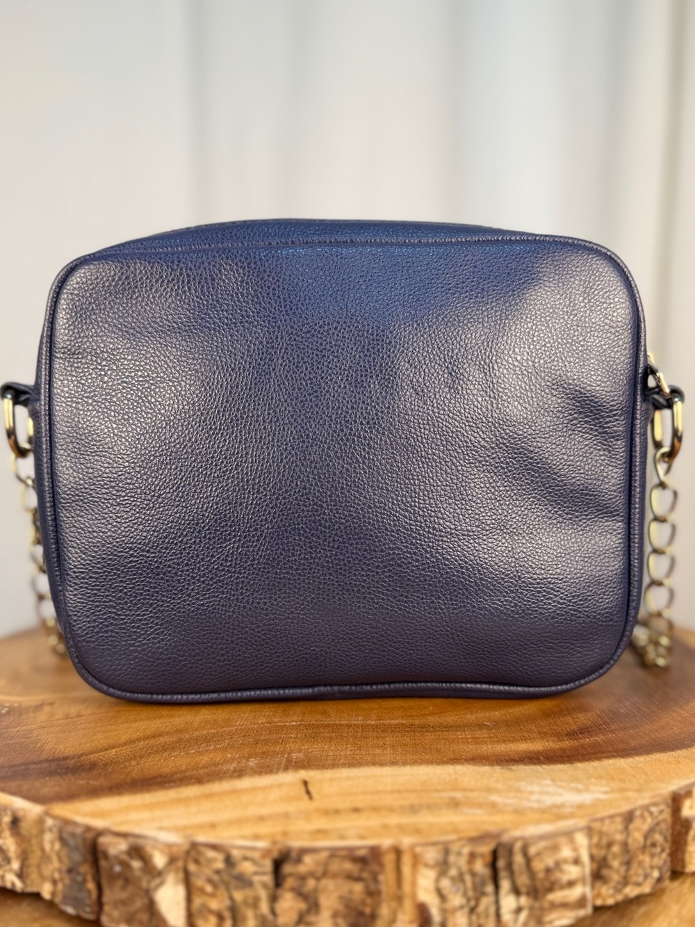 Michael Kors Navy Pebble Leather Jet Set Crossbody Camera Bag + Gold Chain - EUC - Picture 5 of 15